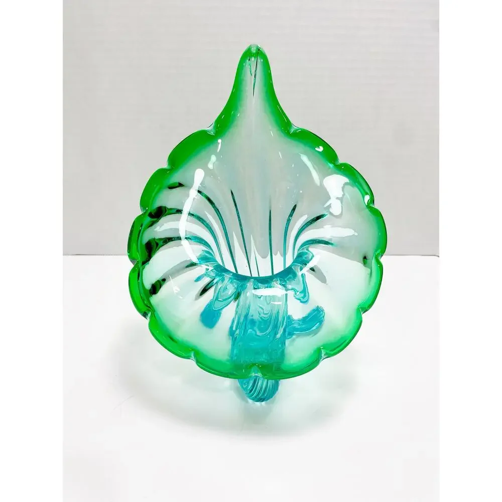 Murano Italian Blown Blue Green Turquoise Glass 